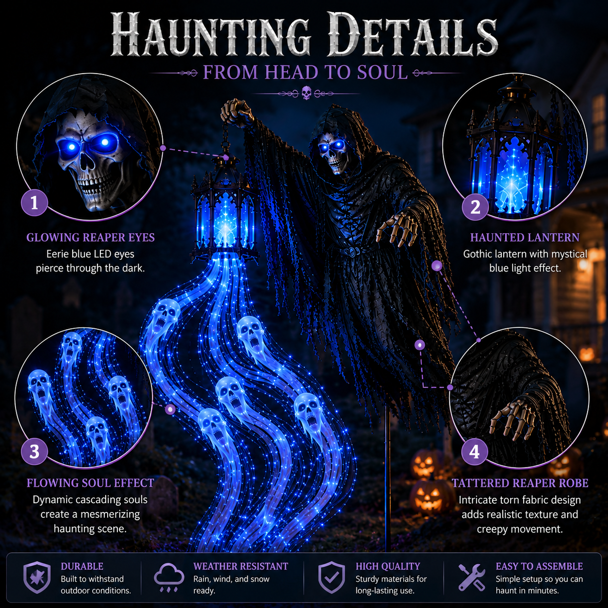Halloween Soul Harvester glowing eyes lantern robe and ghost details
